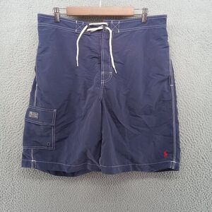 Vtg Polo Ralph Lauren Swim Trunks Mens Large Blue Nylon‎ 9" Inseam Liner